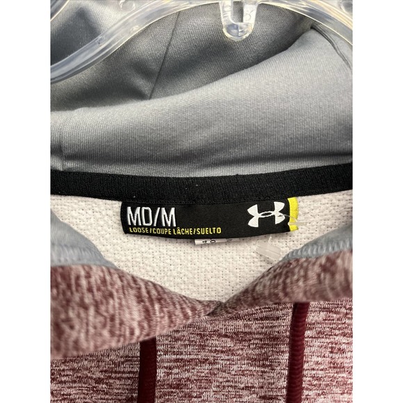 Under Armour Hoddie‎ Loose Mens Large Red Long Sleeves Pullover Logo Medium - Picture 5 of 9